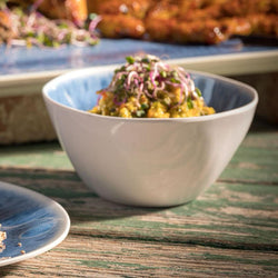 (6 sztuk) Miska - BLUE OCEAN - Melamina - 0,6 litra - Ø 150 mm - biało - niebieska