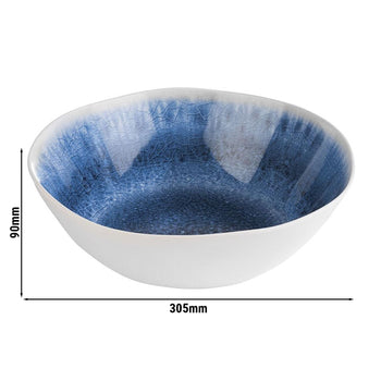 (6 sztuk) Miska - BLUE OCEAN - melamina - 3 litry - Ø 305 mm - biało-niebieska - Prime Gastro