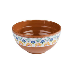 (6 sztuk) Miska - ARABESQUE - Melamina - 0,8 litra - Ø 155 mm - Terakota/Niebieski