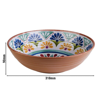 (6 sztuk) Miska - ARABESQUE - Melamina - 3 litry - Ø 310mm - Terakota/Niebieski - Prime Gastro