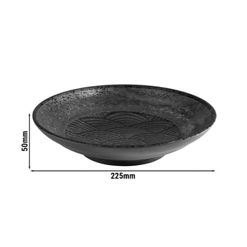 (6 sztuk) Miska - DARK WAVE - melamina - 0,75 litra - Ø 225 mm - czarna - Prime Gastro