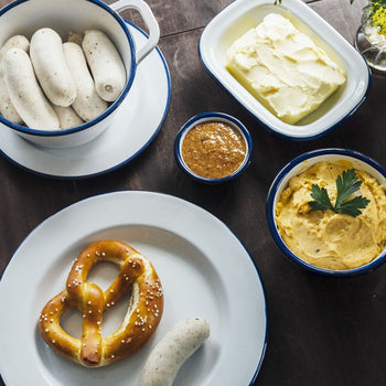 (6 sztuk) Miska - ENAMEL LOOK - melamina - 1 litr - z uchwytami - biała - Prime Gastro