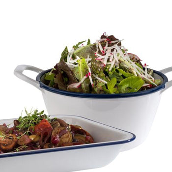 (6 sztuk) Miska - ENAMEL LOOK - melamina - 1 litr - z uchwytami - biała - Prime Gastro