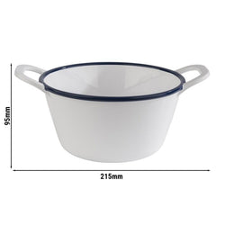 (6 sztuk) Miska - ENAMEL LOOK - melamina - 1 litr - z uchwytami - biała
