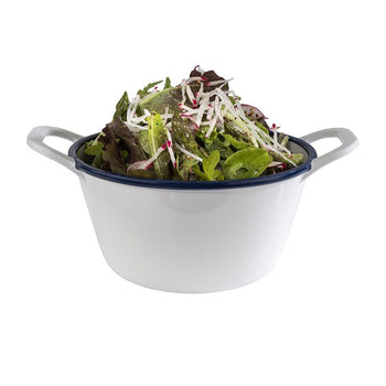 (6 sztuk) Miska - ENAMEL LOOK - melamina - 1 litr - z uchwytami - biała - Prime Gastro