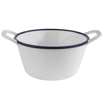 (6 sztuk) Miska - ENAMEL LOOK - melamina - 1 litr - z uchwytami - biała - Prime Gastro