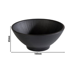 (6 sztuk) Miska - NERO - Melamina - 0,5 litra - Ø 160 mm - Czarny