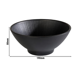 (6 sztuk) Miska - NERO - Melamina - 0,9 litra - Ø 190 mm - Czarny
