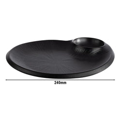 (6 sztuk) Talerze - NERO - melamina - 240 x 200 mm - z miseczką na dip 40 ml