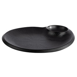 (6 sztuk) Talerze - NERO - melamina - 240 x 200 mm - z miseczką na dip 40 ml
