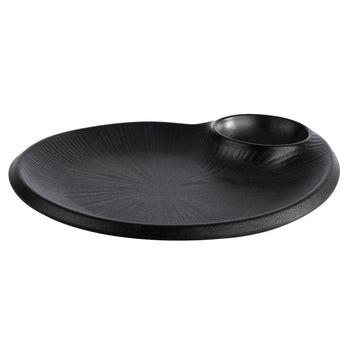 (6 sztuk) Talerze - NERO - melamina - 240 x 200 mm - z miseczką na dip 40 ml - Prime Gastro