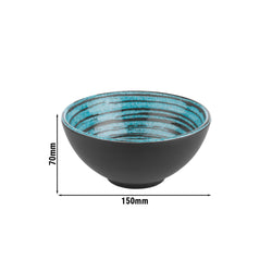 (6 sztuk) Miska - CANCUN - Melamina - 0,5 litra - Ø 150 mm - Brązowy/Niebieski