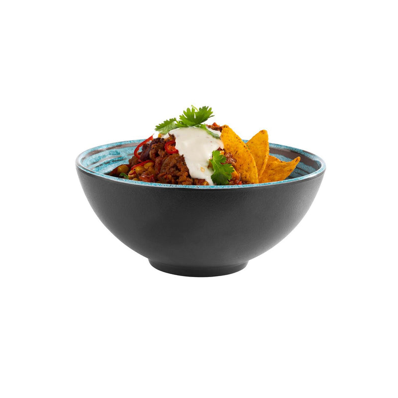 (6 sztuk) Miska - CANCUN - Melamina - 1 litr - Ø 185 mm - Brązowy/Niebieski