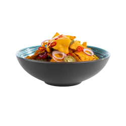 (6 sztuk) Miska - CANCUN - Melamina - 1 litr - Ø 205 mm - Brązowy/Niebieski