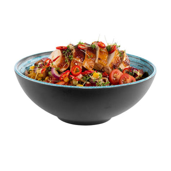 (6 sztuk) Miska - CANCUN - melamina - 1,8 litra - Ø 240 mm - brązowo-niebieska - Prime Gastro