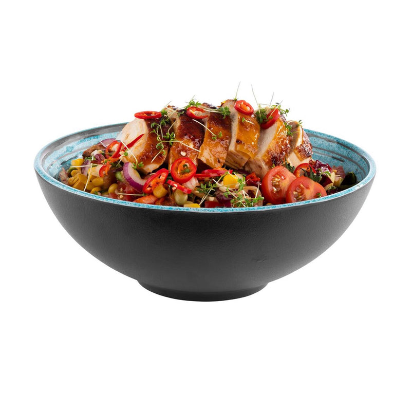 (6 sztuk) Miska - CANCUN - melamina - 1,8 litra - Ø 240 mm - brązowo - niebieska