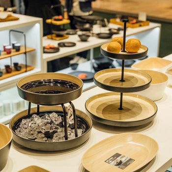 Etagère - FRIDA - 3-poziomowa - okrągła - metalowa rama - półki z melaminy - Prime Gastro