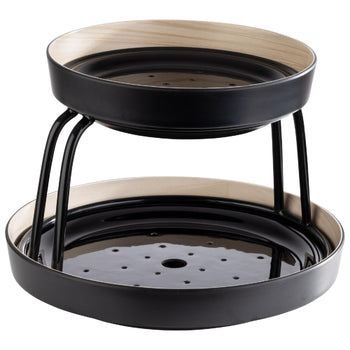 (6 sztuk) Miska - FRIDA - 2-częściowa - melamina - Ø 255 mm - z wkładem ociekającym - czarna - Prime Gastro