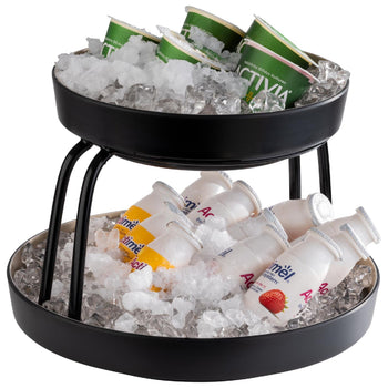 (6 sztuk) Miska - FRIDA - 2-częściowa - melamina - Ø 330 mm - z wkładem ociekającym - czarna - Prime Gastro