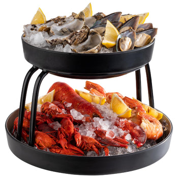 (6 sztuk) Miska - FRIDA - 2-częściowa - melamina - Ø 255 mm - z wkładem ociekającym - czarna - Prime Gastro