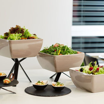 (6 sztuk) Miska - PURE - Melamina - 1,5 litra - kwadratowa - Beżowa - Prime Gastro