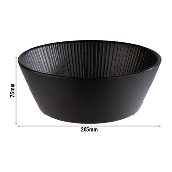 (6 sztuk) Miska - NERO - melamina - 1,2 litra - Ø 205 mm - czarna - Prime Gastro