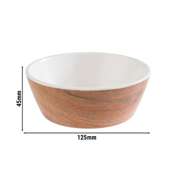 (6 sztuk) Miska - CRAZY WOOD - melamina - 0,25 litra - Ø 125 mm - brązowa - Prime Gastro