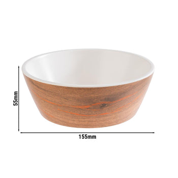 (6 sztuk) Miska - CRAZY WOOD - melamina - 0,5 litra - Ø 155 mm - brązowa - Prime Gastro