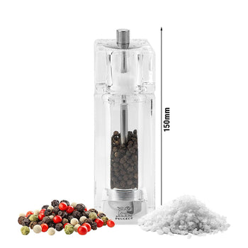 (6 sztuk) PEUGEOT | PONTARLIER - Kombinacja: młynek do pieprzu & solniczka w jednym - Akryl - Wysokość: 150 mm - Prime Gastro