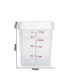 (6 sztuk) CAMBRO | CAMSQUARES® – pojemniki – 7,6 litra – przezroczyste