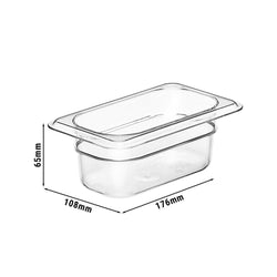 (6 sztuk) CAMBRO | CAMWEAR® - Pojemnik GN 1/9 z poliwęglanu - Przezroczysty - Głębokość: 65 mm