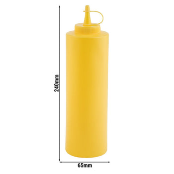 (6 sztuk) Butelka wyciskana - PET - 650 ml - Ø 65 mm - z zakrętką - żółta - Prime Gastro