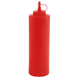 (6 sztuk) Butelka wyciskana - PET - 650 ml - Ø 65 mm - z zakrętką - czerwona