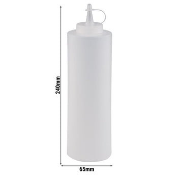 (6 sztuk) Butelka wyciskana - PET - 650 ml - Ø 65 mm - z zakrętką - biała - Prime Gastro