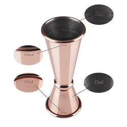 (6 szt.) Jigger – miarka barmańska ze stali nierdzewnej PREMIUM - 25ml & 50ml - dwustronna - z podziałką 15ml & 35ml