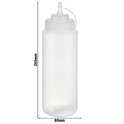 (6 sztuk) Butelka wyciskana - PET - 1020 ml - Ø 80 mm - z zakrętką i nasadką