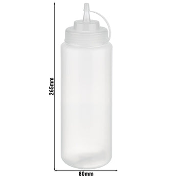 (6 sztuk) Butelka wyciskana - PET - 1020 ml - Ø 80 mm - z zakrętką i nasadką - Prime Gastro