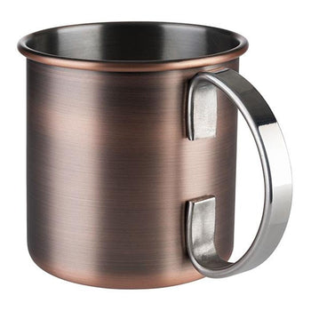(6 sztuk) Kubki - MOSCOW MULE - 450 ml - miedź postarzana - z chromowanym uchwytem - Prime Gastro