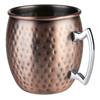 (6 sztuk) Kubki - MOSCOW MULE - 500 ml - miedź postarzana - z chromowanym uchwytem - Prime Gastro