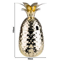 (6 sztuk) Kubki - PINEAPPLE - 500 ml - złote - z pokrywką