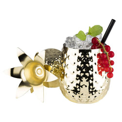 (6 sztuk) Kubki - PINEAPPLE - 500 ml - złote - z pokrywką
