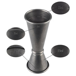 (6 szt.) Jigger – miarka barmańska ze stali nierdzewnej PREMIUM - 25ml & 50ml - dwustronna - z podziałką 15ml & 35ml