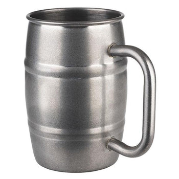 (6 sztuk) Kubki - BEER MUG - 500 ml - srebrne - z uchwytem - Prime Gastro