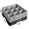 CAMBRO | Kosz do zmywarki na szkło 1/1 CAMRACK® – 9 przegródek, 3 nadstawki – 500 x 500 mm – maks. wysokość szkła: 174 mm – czarny, zdjęcie 2 z 3