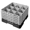 CAMBRO | CAMRACK® - kosz do mycia szklanek 1/1 - 9 przegródek - z 5 przedłużkami - 500x500mm - Czarny
