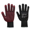 (10 pairs) PVC Dot Grip Gloves - Black/Red - Size: XS