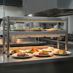 Mostek termiczny z promiennikiem ceramicznym – 1400 x 370 mm – 1,05 kW – 1 ogrzewana półka, 1 półka