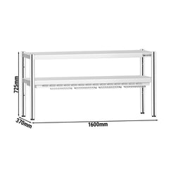 Mostek cieplny z promiennikiem ceramicznym – 1600 x 370 mm – 1,4 kW – 1 ogrzewana półka, 1 półka