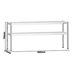 Półka z stali nierdzewnej – 2 poziomy – 1800 x 370 mm – regulowana wysokość