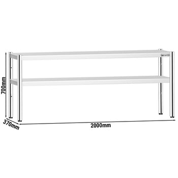 Półka z stali nierdzewnej – 2 poziomy – 2000 x 370 mm – regulowana wysokość